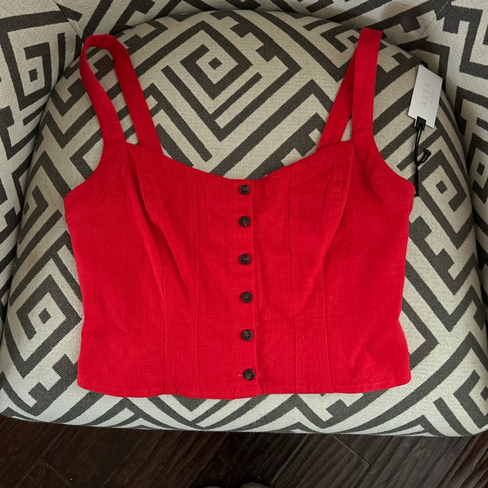 ASTR The Label red linen top